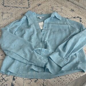 A New Day Women's Light Blue Textured Blouse